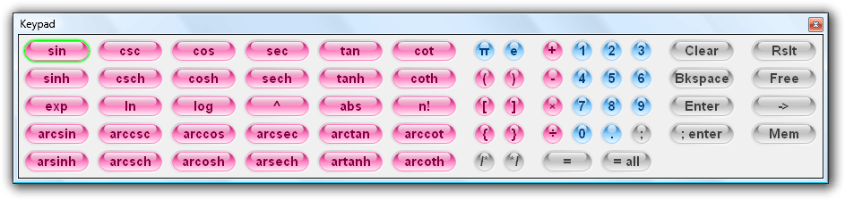 Fig. 2. Calculator keypad in default colors.