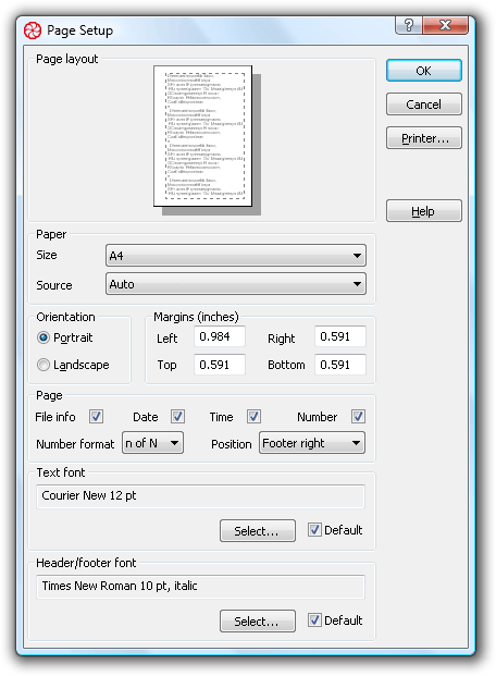 Fig. 16. Page Setup dialog.