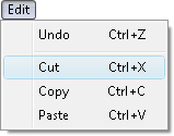 Fig. 1. Cut command in menu.